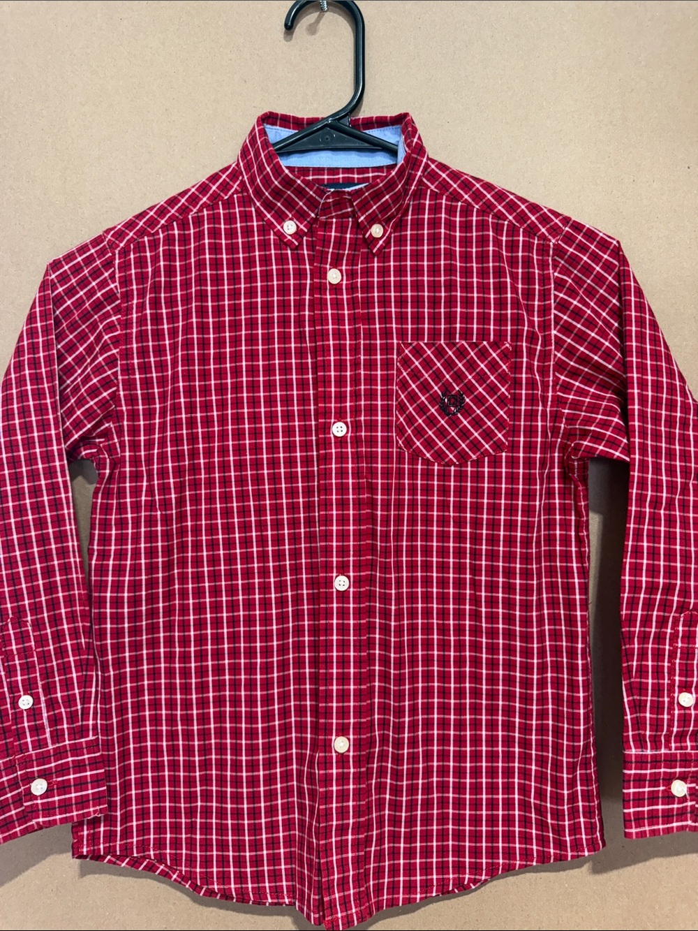 Chaps Red and White Plaid Button-Down Shirt